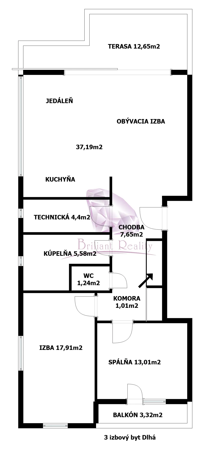 Veľkorysý trojizbový byt s krásnou terasou - foto 2